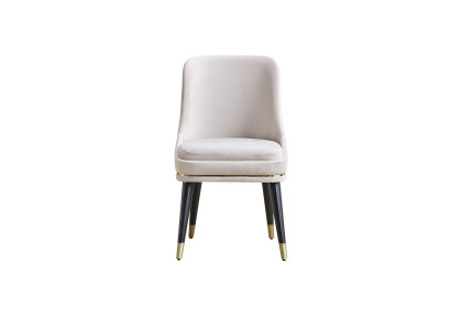 White modern dining chair, single-seater upholstery, stylish legs